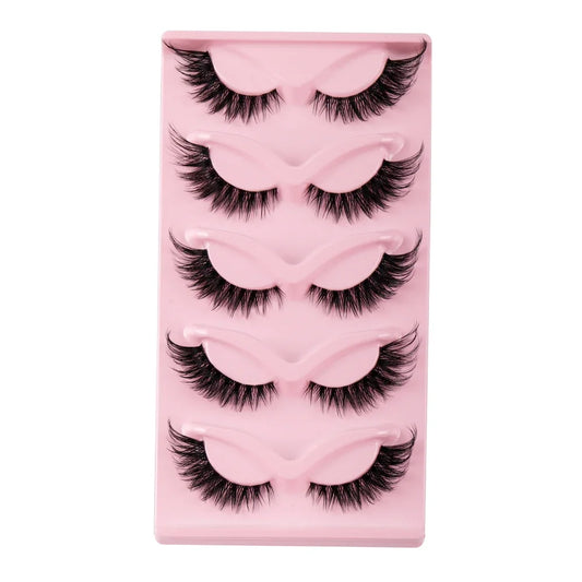 Premium 5-Pair Manga-Inspired Cat Eye Lashes